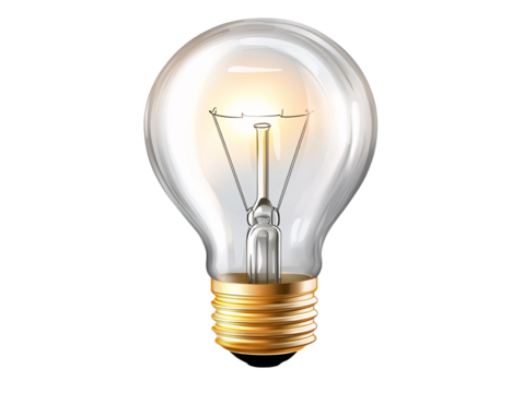 a light bulb with a light on