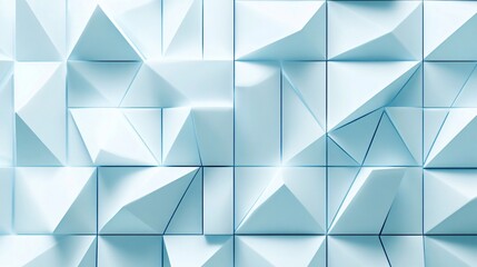 Abstract light blue geometric pattern of triangles and squares.