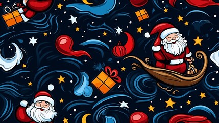 Fun Christmas Pattern with Santa and Gifts