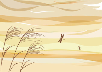 秋の風景　ススキとトンボ © MJ8