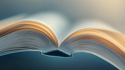 Close-Up of Open Book Pages with Curved Edges