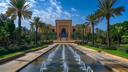 Obraz premium Landscape of Majestic Grand Theatre of Rabat Morocco_Paysage du Majestueux Grand Thtre de Rabat Maroc : Generative AI