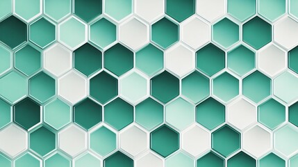 Fototapeta premium Abstract hexagonal pattern of teal and white colors.