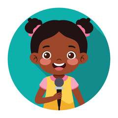 Girl singing Little girl singing with microphone in her hand Illustration