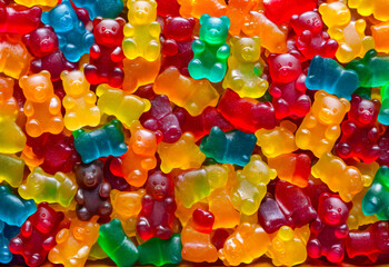 Colorful Gummy Bear Candy Background