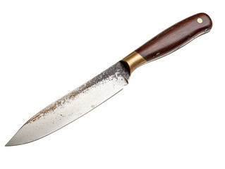 a knife with a wooden handle