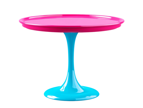 a pink and blue round table