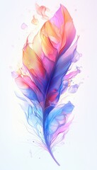 Obraz premium Abstract pastel-colored feather artwork featuring vibrant hues of pink, blue, and orange creating a dreamy atmosphere