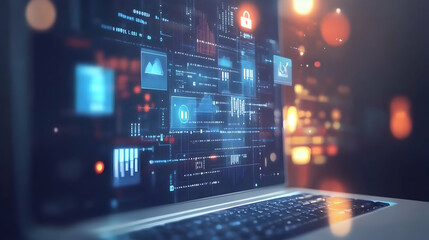 Obraz premium Online education training and e-learning webinar on internet for personal development and professional qualifications. Digital courses to develop new skills.