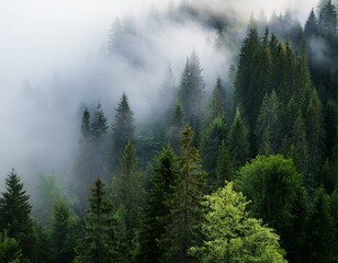 Fog enveloping the forest