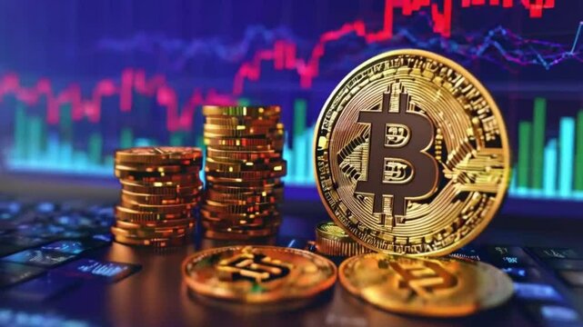 Animated side-by-side comparison of stock indices and cryptocurrency values. table of historical prices with a bar graph traditional stock crypto markets, 4k Stock Market Background Animation Video