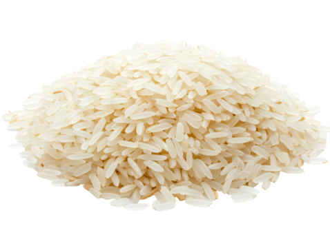 a pile of rice on a white background