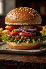 Juicy Cheeseburger with Fresh Ingredients 06