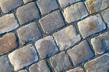 Closeup of street paving stones as background
