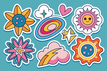 vector illustration of a set of flowers