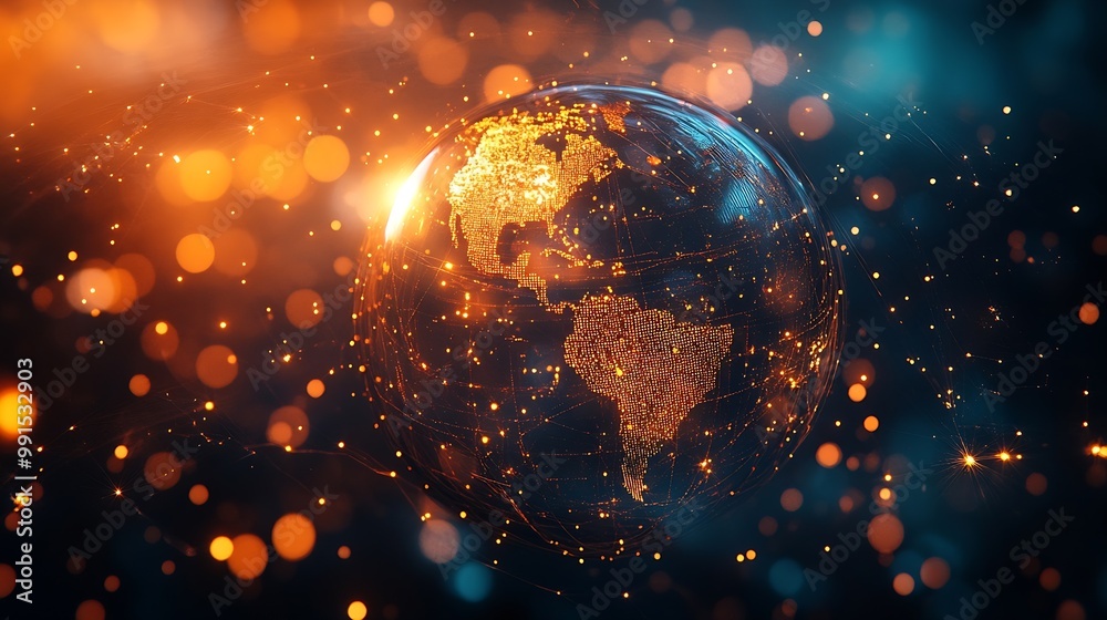 Leinwandbilder Business and economic growth on global business network Data analysis of financial and banking Stock AI Technology and data connection Security Blockchain and Networking Business strat : Generative AI