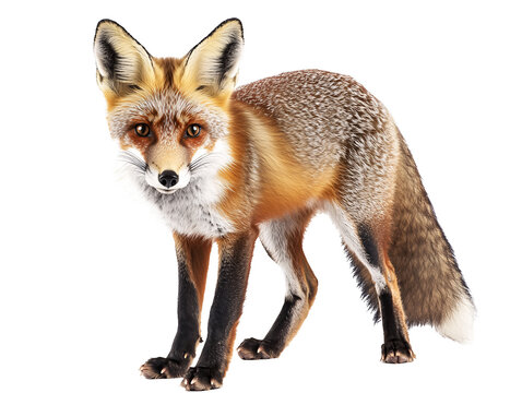 a fox standing on a white background