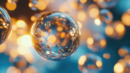 Floating translucent spheres with complex reflections