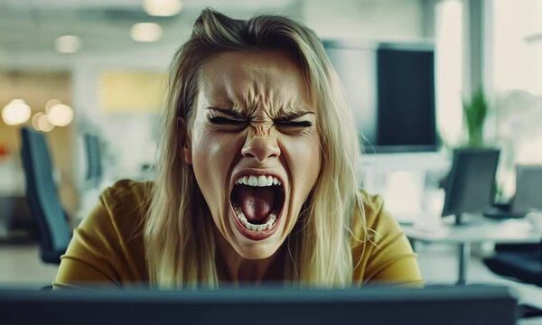 angry businesswoman with clenching fists and anger