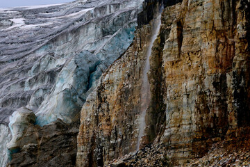 Spectacular glacier near the cliffs of Alkefjellet, Svalbard Islands