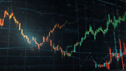 Abstract financial stock market background with motion graphs and charts.