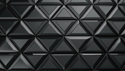Obraz premium Polished, Semigloss Wall background with tiles. Triangular, tile Wallpaper with 3D, Black blocks. 3D Render