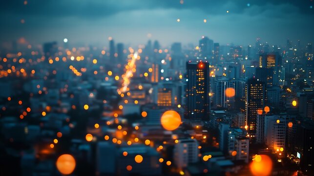 Smart city dot point connect with gradient line connection technology metaverse concept Bangkok Thailand night city banner with big data : Generative AI