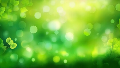 Obraz premium Spring background - abstract banner - green blurred bokeh lights -