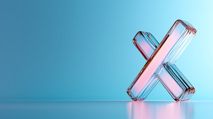 Obraz premium A futuristic checkmark symbol in sleek, modern design with matte finish, set against soft blue background, evokes sense of innovation and clarity