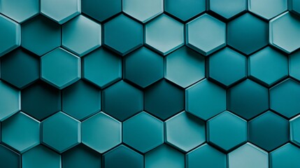 Abstract teal hexagonal pattern background.