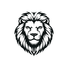 Obraz premium Black and white lion head logo design