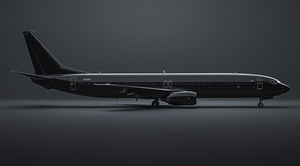 Sleek black airplane with a futuristic design on a dark background
