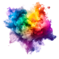 explosion of pride rainbow paint  isolated on transparent background Generative AI