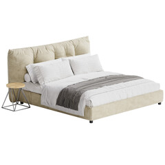 Modern Elegance: Bed for Stylish Bedroom transparent png white background bedroom furniture architectural visualization interior no shadow 3d contemporary 