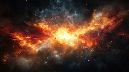 Obraz premium Bright explosion of gases and dust in outer space, representing the moment of the universe's birth