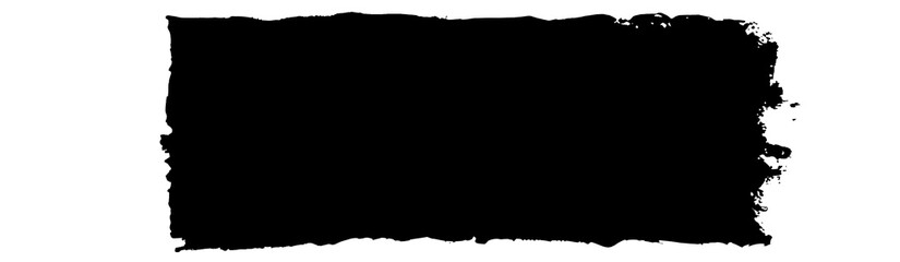 Hand painted black block of paint texture isolated on transparent background