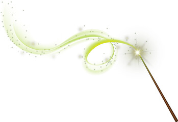 Magic wand with fairy colorful swirl light trail