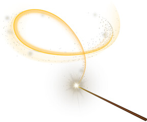 Magic wand with fairy colorful swirl light trail