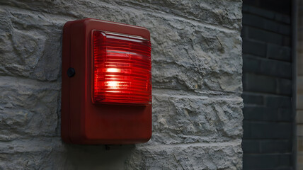 Emergency red siren light on a wall 