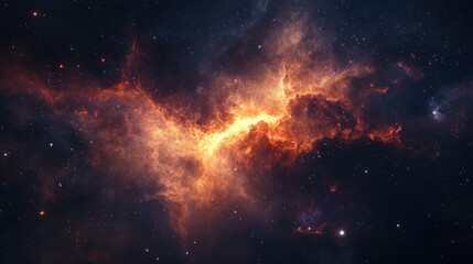 Naklejka premium Bright nebula cloud expanding, with stars and galaxies forming in the background, representing the birth of the universe