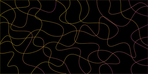 Random pattern colorful line stroke on a transparent background. Chaotic random lines abstract geometric pattern vector background. Decorative golden pattern with tangled curved lines.	