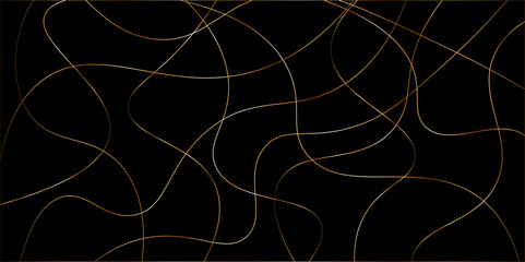 Random pattern colorful line stroke on a transparent background. Chaotic random lines abstract geometric pattern vector background. Decorative golden pattern with tangled curved lines.	