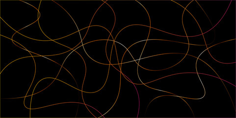 Random pattern colorful line stroke on a transparent background. Chaotic random lines abstract geometric pattern vector background. Decorative golden pattern with tangled curved lines.	