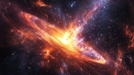 Colorful cosmic scene with gases, dust, and expanding galaxies, showcasing the energy of the Big Bang