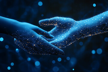 An abstract digital background image representing charity and selfless giving, intertwined with modern data connections, symbolizing the integration of technology