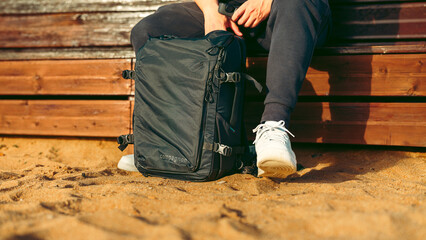 backpack at the beach