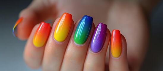Obraz premium Rainbow Gradient Nails