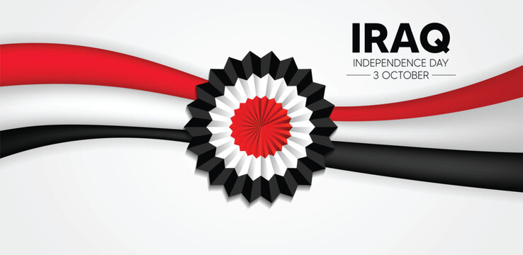 Iraq Independence Day October 3rd flag ribbon vector poster