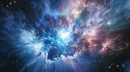 Fototapeta premium Cosmic waves radiating outwards, symbolizing the early energy and expansion of the universe after the Big Bang