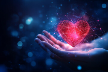 An abstract digital background image representing charity and selfless giving, intertwined with modern data connections, symbolizing the integration of technology